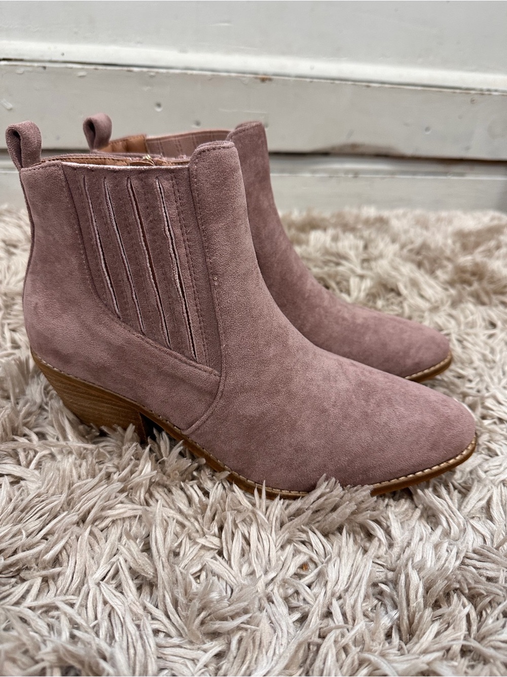 Corkys Dusty Rose Suede Ankle Booties
